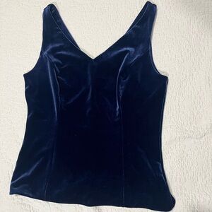 White House Black Market Navy Velvet Women's Top
